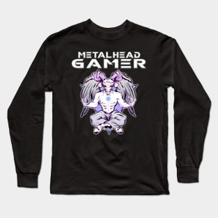 Metalhead Gamer Baphomet Meditate White Long Sleeve T-Shirt